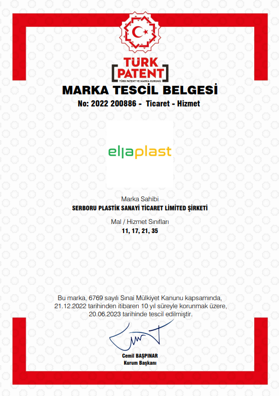 ELLA PLAST MARKA TESCİL BELGESİ